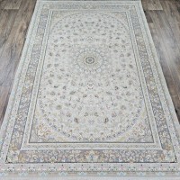 Иранский ковер Kashan lux 414 Крем-серый